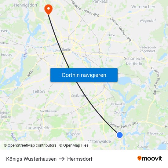 Königs Wusterhausen to Hermsdorf map