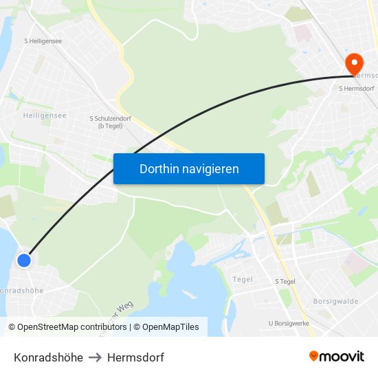 Konradshöhe to Hermsdorf map