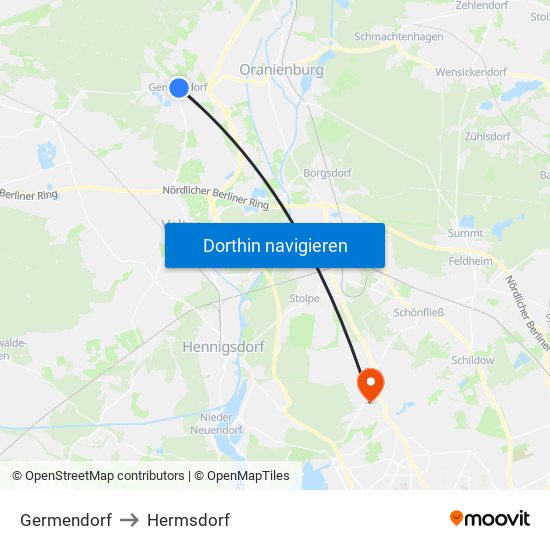 Germendorf to Hermsdorf map