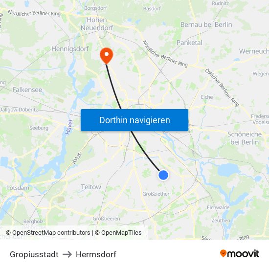 Gropiusstadt to Hermsdorf map