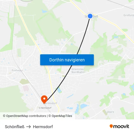 Schönfließ to Hermsdorf map