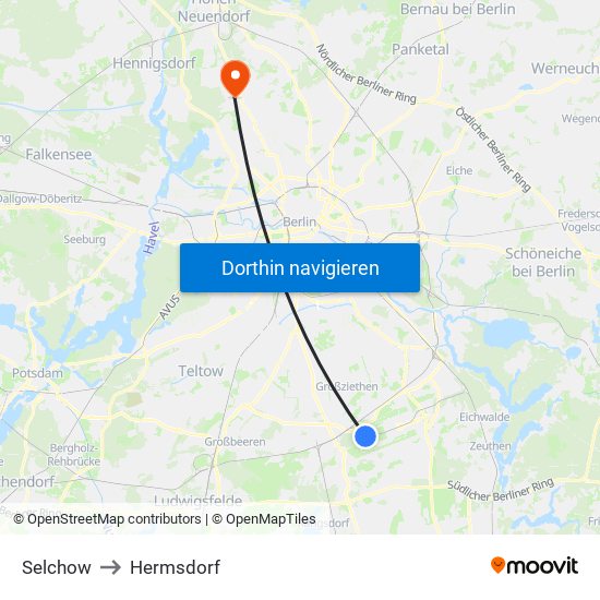 Selchow to Hermsdorf map