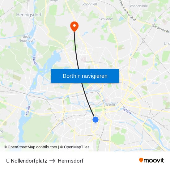 U Nollendorfplatz to Hermsdorf map