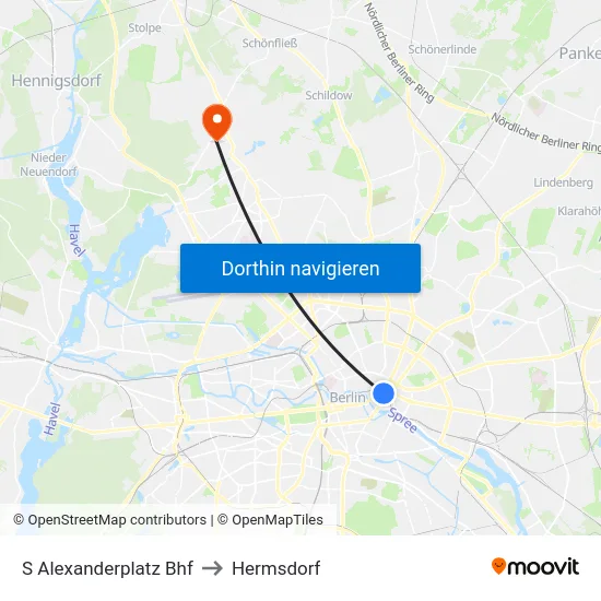 S Alexanderplatz Bhf to Hermsdorf map