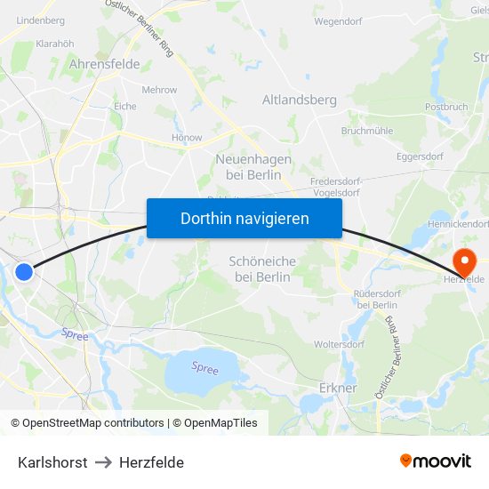 Karlshorst to Herzfelde map