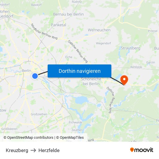 Kreuzberg to Herzfelde map