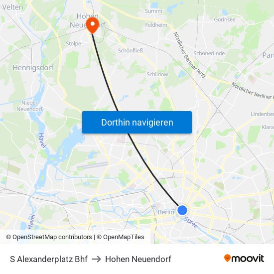 S Alexanderplatz Bhf to Hohen Neuendorf map