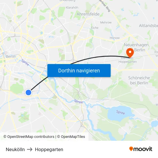 Neukölln to Hoppegarten map