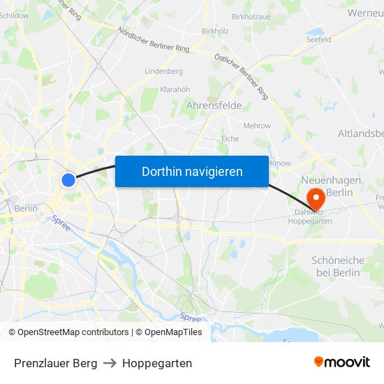 Prenzlauer Berg to Hoppegarten map