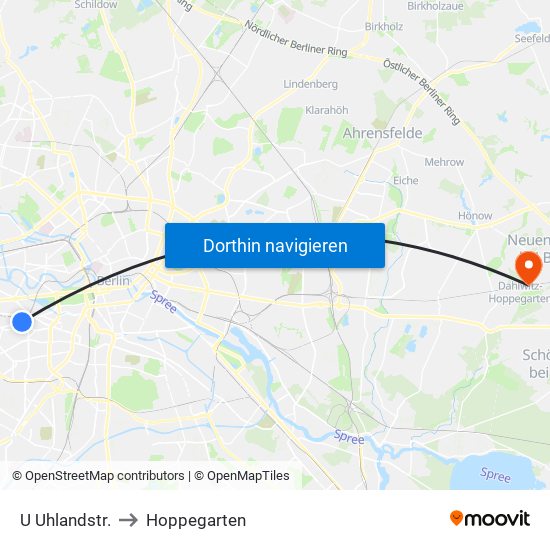 U Uhlandstr. to Hoppegarten map