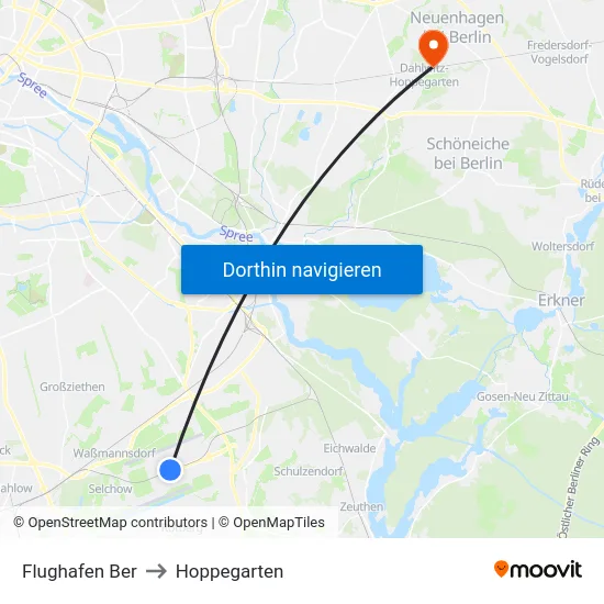 Flughafen Ber to Hoppegarten map
