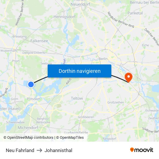 Neu Fahrland to Johannisthal map