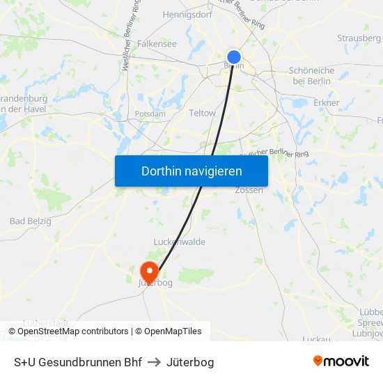 S+U Gesundbrunnen Bhf to Jüterbog map