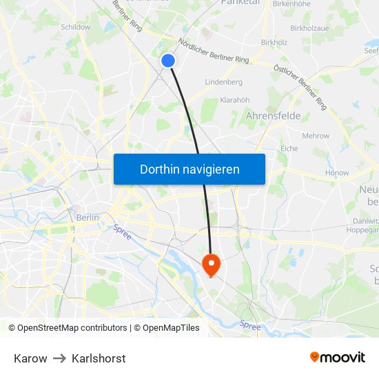 Karow to Karlshorst map