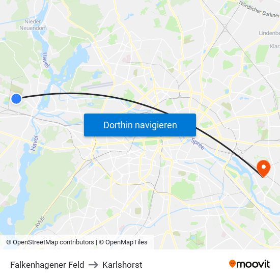 Falkenhagener Feld to Karlshorst map
