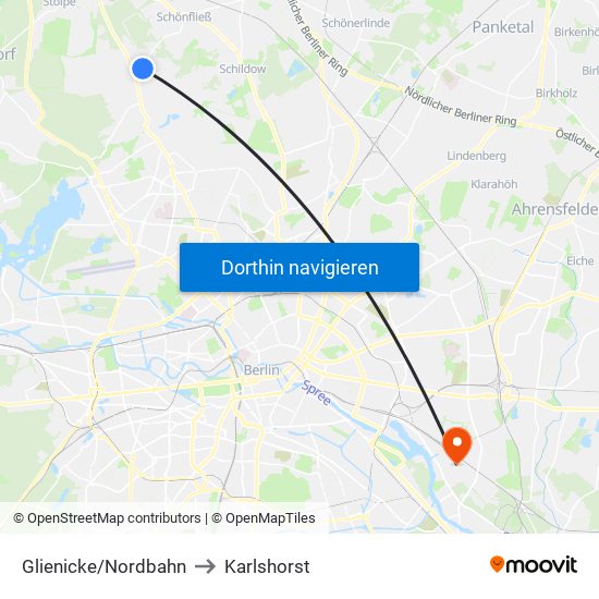 Glienicke/Nordbahn to Karlshorst map