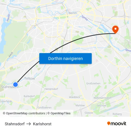 Stahnsdorf to Karlshorst map