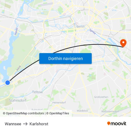 Wannsee to Karlshorst map