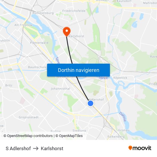 S Adlershof to Karlshorst map