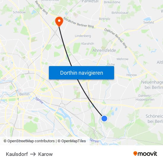 Kaulsdorf to Karow map