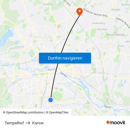 Tempelhof to Karow map