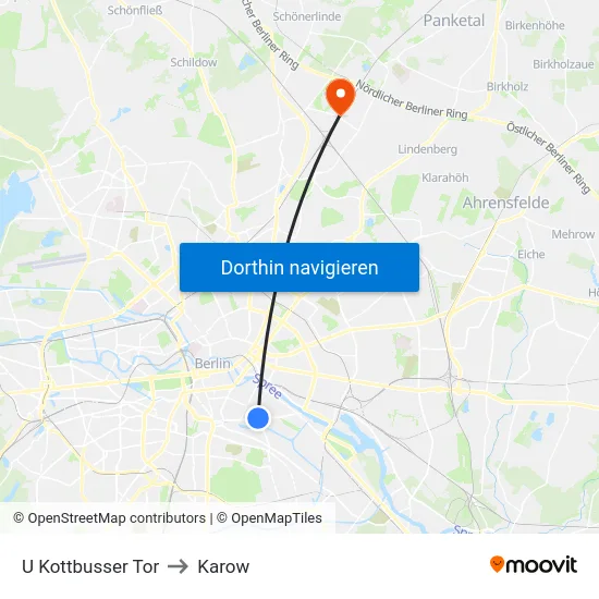 U Kottbusser Tor to Karow map