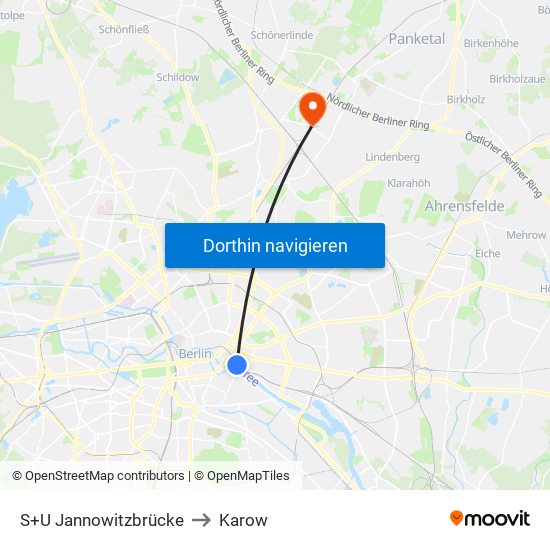 S+U Jannowitzbrücke to Karow map