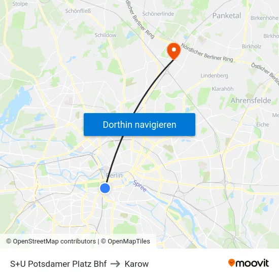 S+U Potsdamer Platz Bhf to Karow map