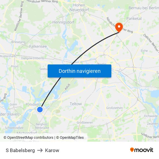 S Babelsberg to Karow map