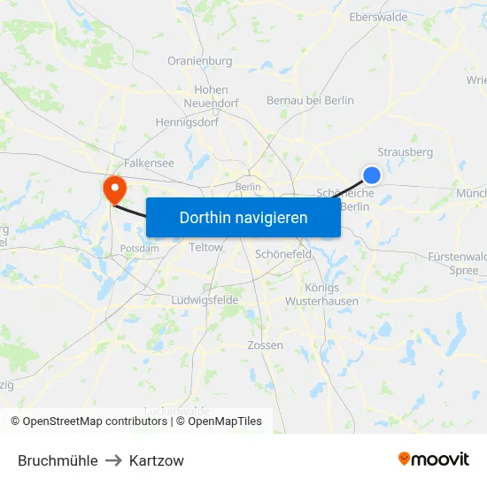 Bruchmühle to Kartzow map