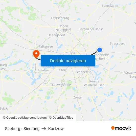 Seeberg - Siedlung to Kartzow map