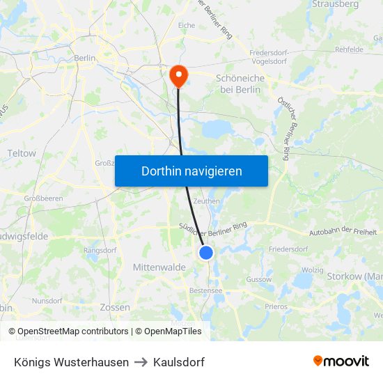 Königs Wusterhausen to Kaulsdorf map