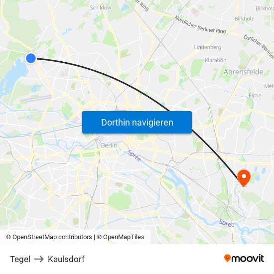 Tegel to Kaulsdorf map