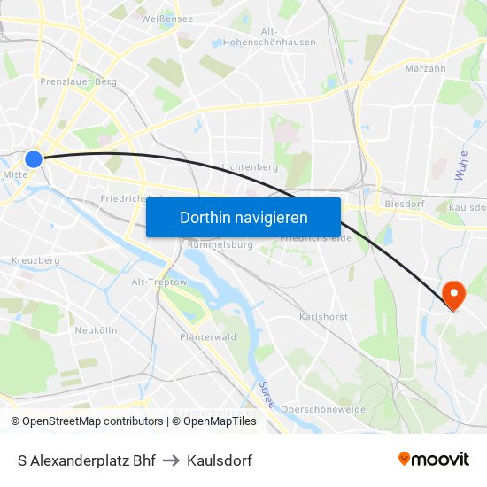 S Alexanderplatz Bhf to Kaulsdorf map