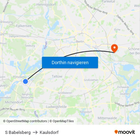 S Babelsberg to Kaulsdorf map