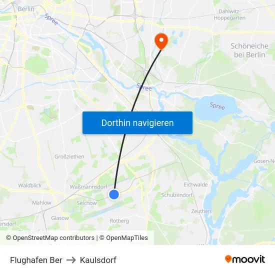 Flughafen Ber to Kaulsdorf map