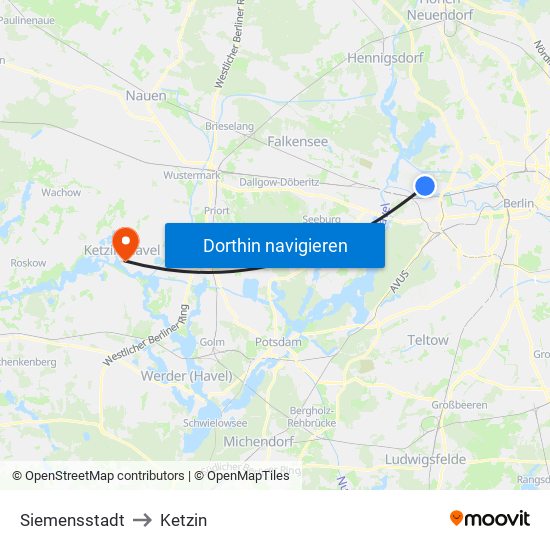 Siemensstadt to Ketzin map