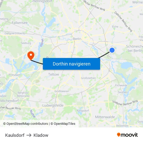 Kaulsdorf to Kladow map