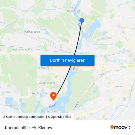 Konradshöhe to Kladow map