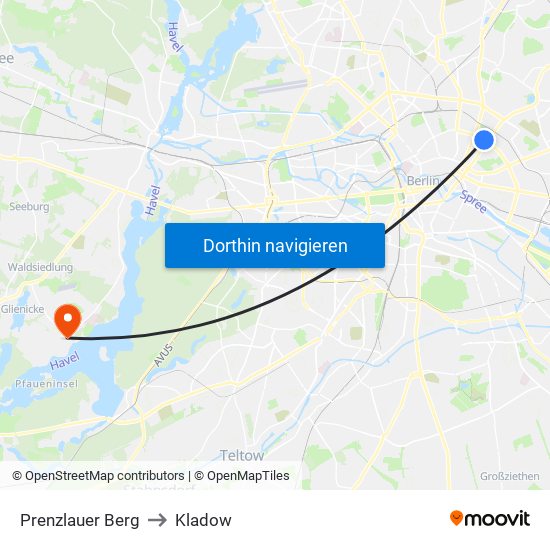 Prenzlauer Berg to Kladow map