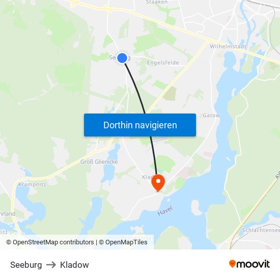 Seeburg to Kladow map