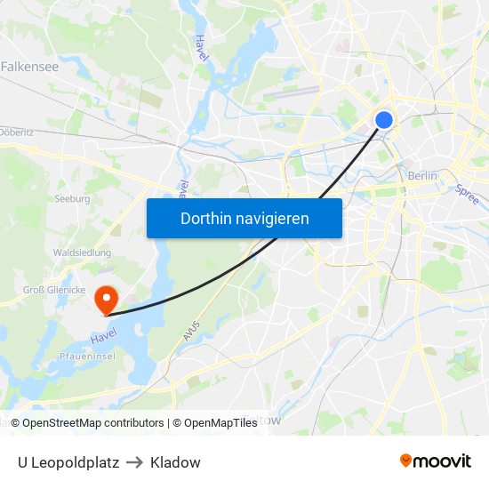 U Leopoldplatz to Kladow map