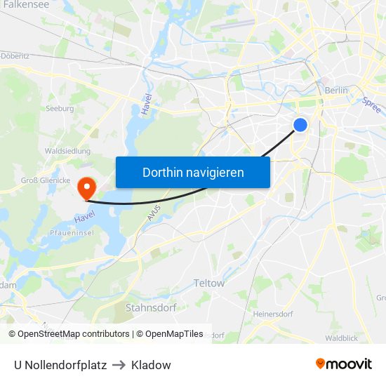 U Nollendorfplatz to Kladow map