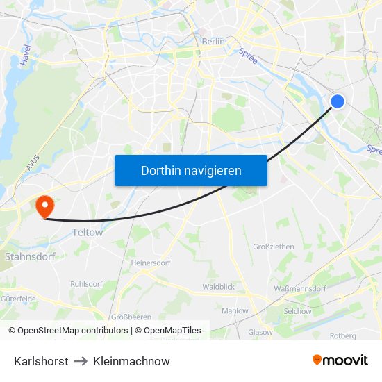 Karlshorst to Kleinmachnow map