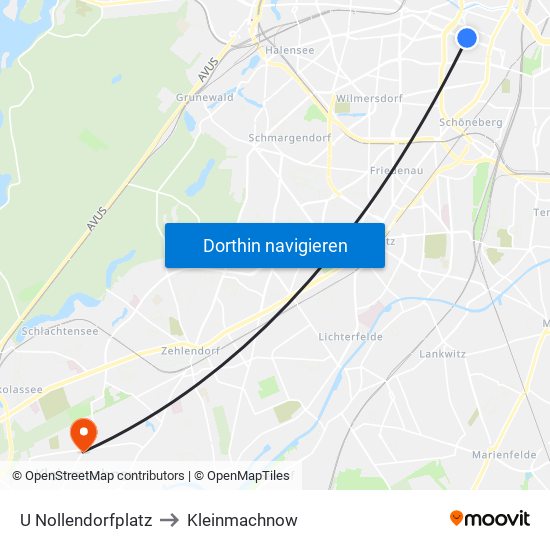 U Nollendorfplatz to Kleinmachnow map