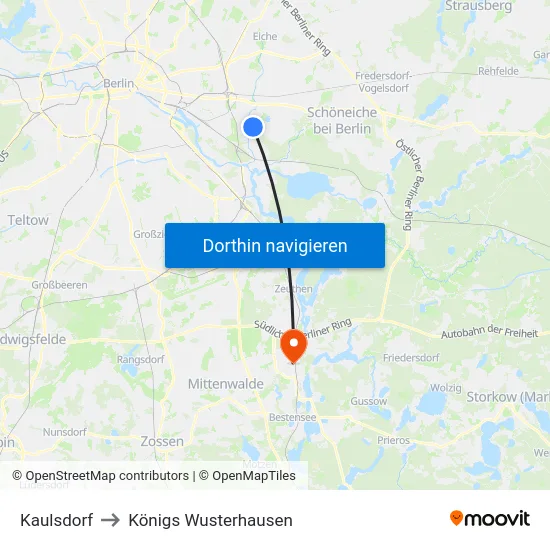 Kaulsdorf to Königs Wusterhausen map