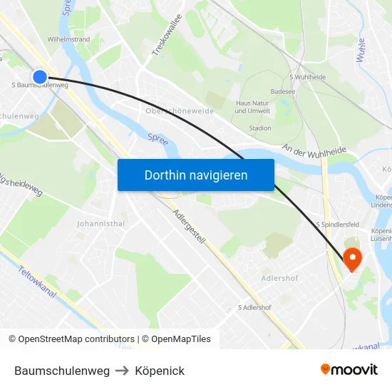 Baumschulenweg to Köpenick map