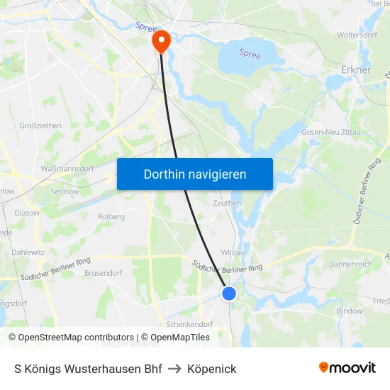 S Königs Wusterhausen Bhf to Köpenick map