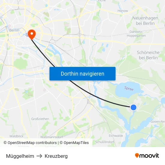 Müggelheim to Kreuzberg map