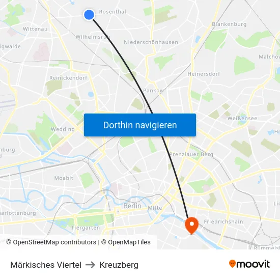 Märkisches Viertel to Kreuzberg map